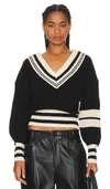 Steve Madden Jen Stripe Trim Sweater In Black Multi