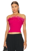MILLY STRAPLESS FEATHER KNIT TOP