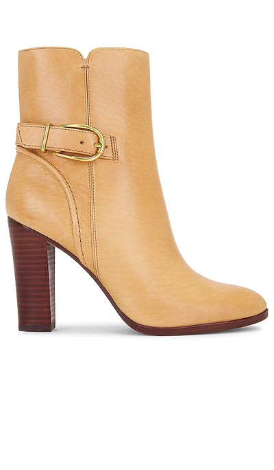 Veronica Beard Viv Leather Buckle Ankle Booties In Natural