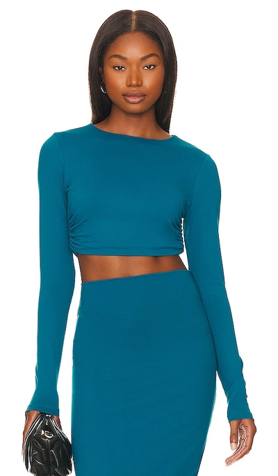 Susana Monaco Long Sleeve Crop Top In Sea