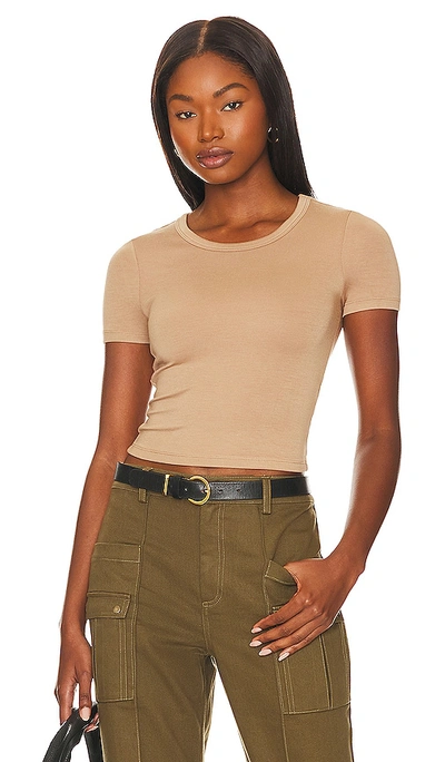 The Range No Bra Club Cropped Crew Top In Tanlines