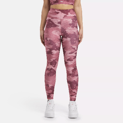 Reebok Workout Ready Camo Print Tights In Red