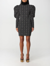 Elisabetta Franchi Jacquard Logo-motif High Neck Minidress In Black