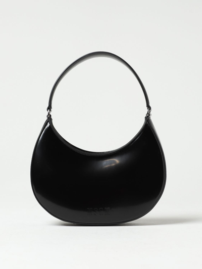 Msgm Curved Zip-fastening Shoulder Bag In Black