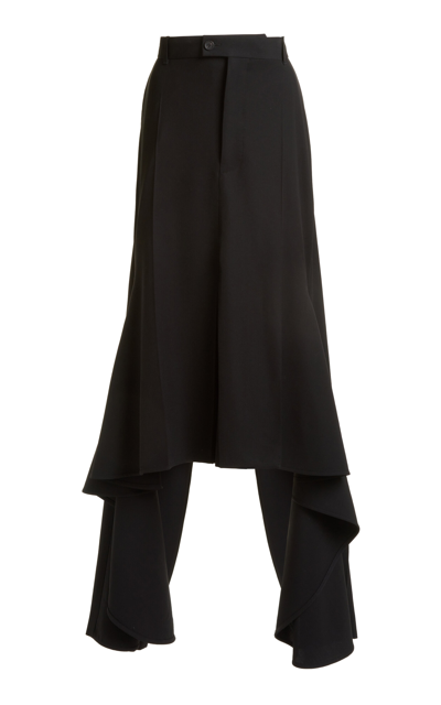 Balenciaga Wool Godet Pant-skirt In Black