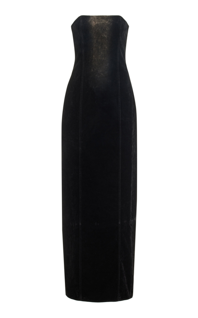 Ralph Lauren Elowynne Strapless Denim Gown In Black