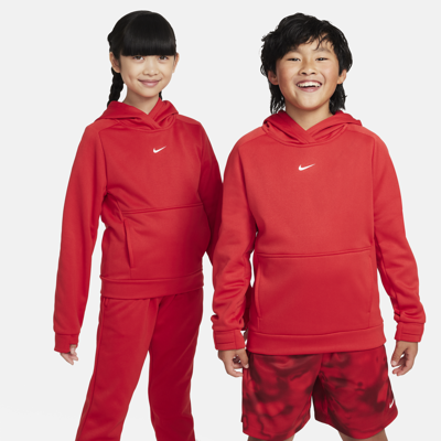 Nike Multi Big Kids' Therma-fit Pullover Training Hoodie In Red