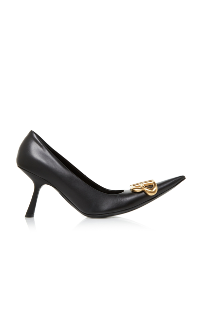 Balenciaga Flex Bb Curved Leather Pumps In Black