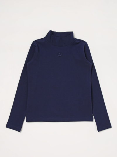 Dolce & Gabbana Kids' Sweater In Stretch Cotton In Blue