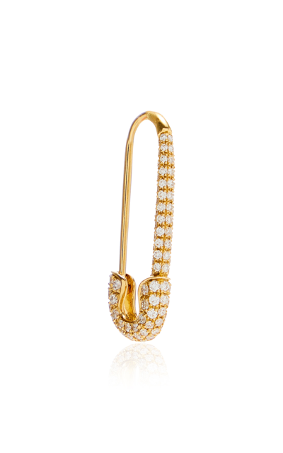 Anita Ko 18k Yellow Gold Diamond Single Saftey Pin Earring In Pink