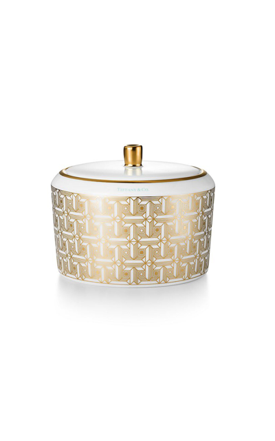 Tiffany & Co T True Porcelain Sugar Bowl In Gold