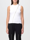 Alexander Mcqueen Zipper Crew Neck Ribbed Sleeveless Top In White