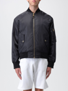 Versace Jeans Couture Black Bomber Jacket With Back Baroque Logo Print In Nylon Man