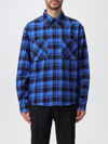 Off-white Plaid Check-pattern Flannel Overshirt In Blue