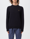 Fred Perry Printed Duchesse Mini Skirt With Pleats In Navy