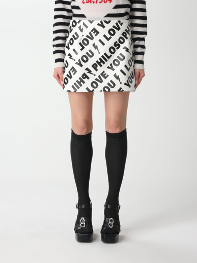 Philosophy Di Lorenzo Serafini Straight-cut Soft Fabric Mini Skirt In Multicolor