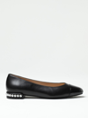 Stuart Weitzman Pearl Faux Pearl-embellished Leather Ballet Flats In Black