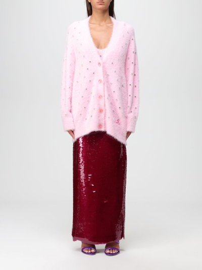 Philosophy Di Lorenzo Serafini Embellished Fuzzy Cardigan In Pink