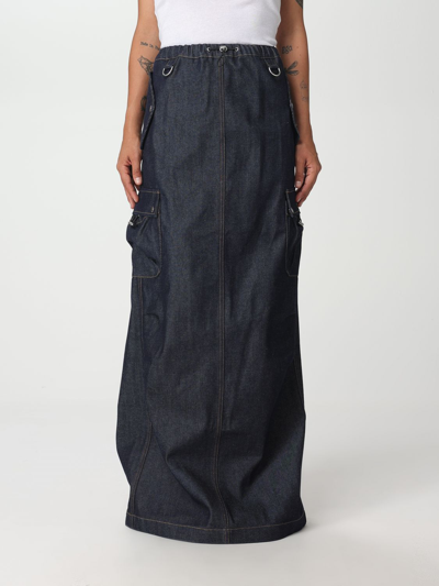 Coperni Denim Cargo Maxi Skirt In Blue