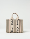 Chloé Woody Little Bag In Beige Canvas In Cream