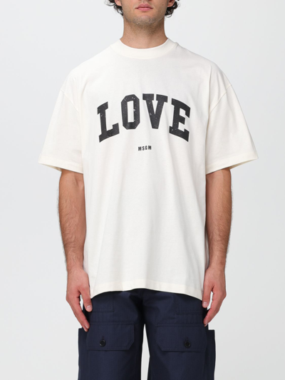 Msgm T-shirt  Men Color Cream