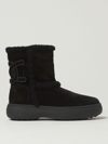 Tod's Kate Ankle Boots In Suede And Shearling In Black