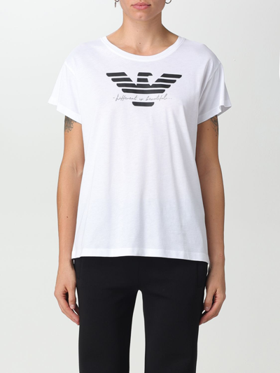 Emporio Armani Cotton T-shirt With Logo Print In White
