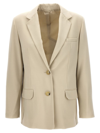Helmut Lang Tailored Jacket With Notched Lapel And Distinctive Logo In Beige