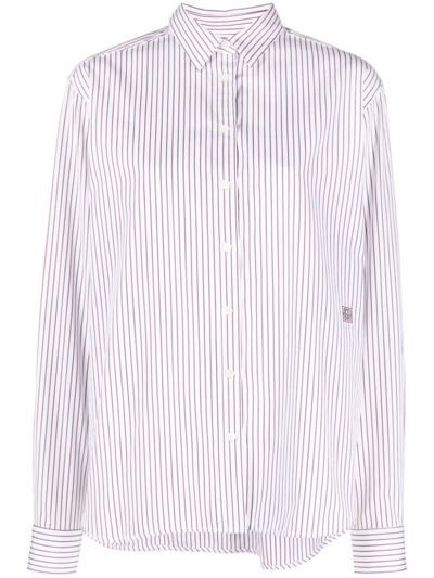 Totême Toteme Signature Cotton Shirt Stripe In 036 White/brown P