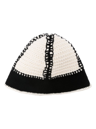 Nicholas Daley Black Crochet Bucket Hat In Neutrals