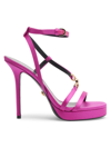 Versace 115mm Satin High Heel Sandals In Waterlily