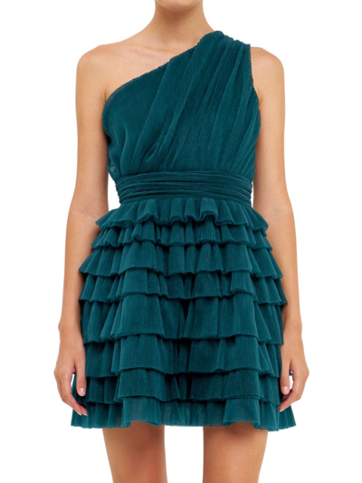 Endless Rose Tiered Tulle Mini Dress In Green