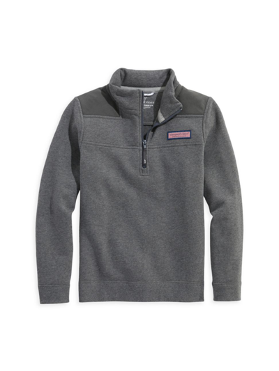 Vineyard Vines Little Boy's & Boy's Shep Quarter-zip Sweater In Charcoal Heather