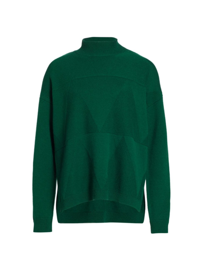 Saks Fifth Avenue Women's Triangle Stitch Wool-blend Turtleneck Sweater In Forest