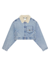 GIVENCHY WOMEN'S CROPPED JACKET IN DENIM AND SHEARLING-EFFECT COLLAR