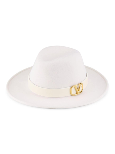 Valentino Garavani Vlogo Signature Fedora Hat In White