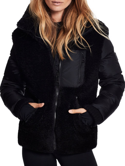 Sam Women's Wylie Sherpa Puffer Jacket In Black Black Sherpa