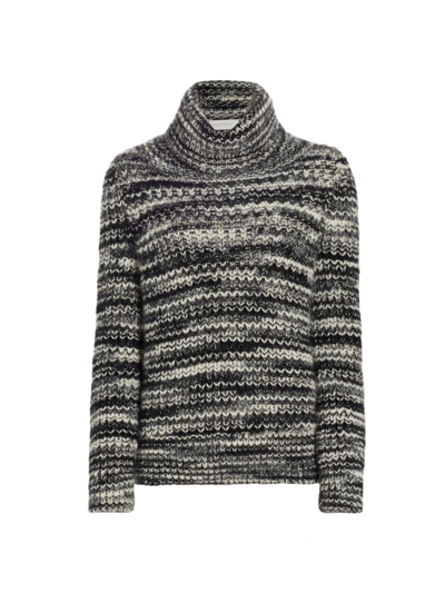 Zimmermann Lyrical Roll Neck Wool Jumper In Cream Black