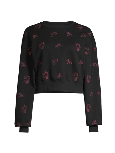 Jason Wu Floral-embroidered Crewneck Sweatshirt In Black