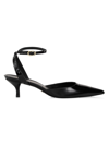 Stuart Weitzman 'barelythere' Black Pumps With Ankle Strap In Patent Leather Woman