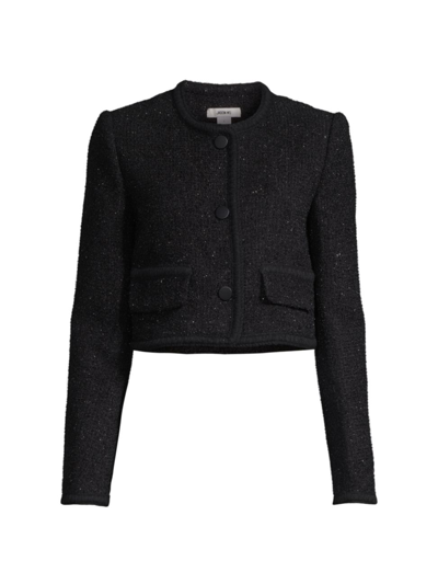 Jason Wu Cropped Sparkle Tweed Jacket In Black