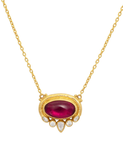 Gurhan Women's Muse Ooak 24k & 22k Gold, Pink Tourmaline & 0.53 Tcw Diamond Pendant Necklace