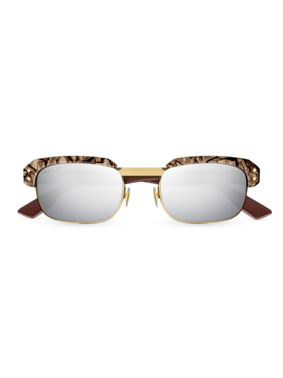 Gucci Men's 52mm Fashion Show Rectangular Sunglasses In Brown