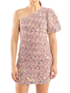 Endless Rose Premium Sequin Tulle One-shoulder Minidress In Dusty Lavender