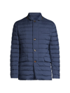 Moorer Quilted-finish Buttoned-up Jacket In Denim