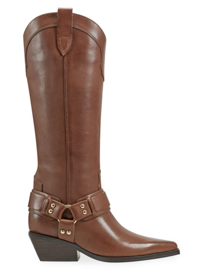 Marc Fisher Ltd Women's Rally Leather Strap-and-grommet Western Boots In Brown