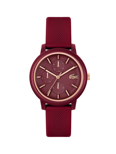 Lacoste Women's L.12.12 Plastic & Silicone Strap Chronograph Watch In Burgundy