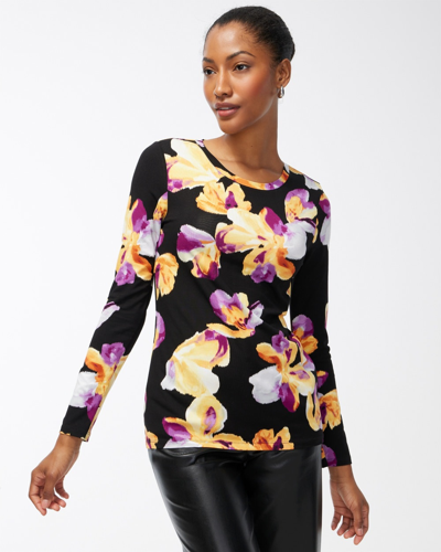 Chico's Touch Of Cool Floral Layering Tee In Purple