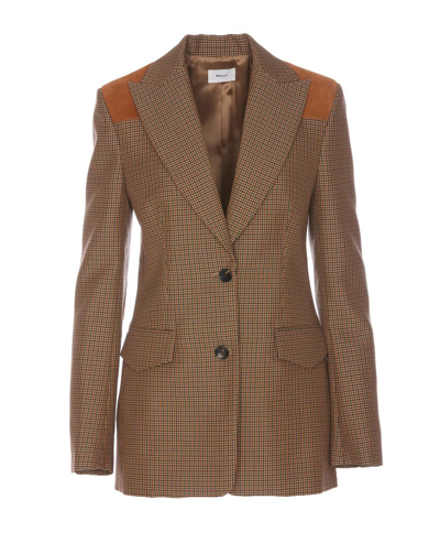 Bally Houndstooth Single-breasted Blazer In Beige