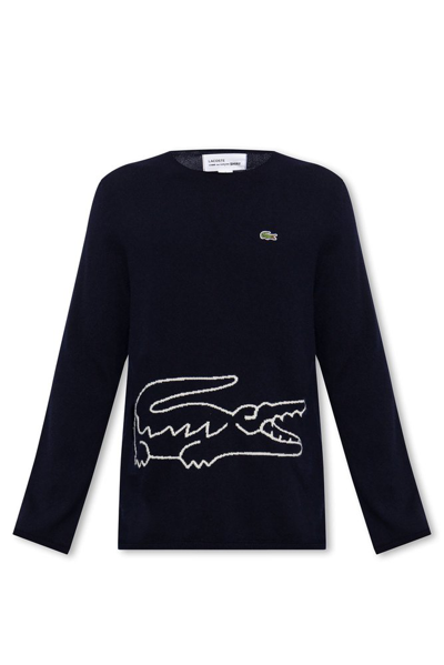 Comme Des Garçons Shirt X Lacoste Logo Patch Knitted Jumper In Navy